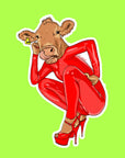 RED LATEX COW - sticker