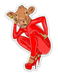 RED LATEX COW - sticker