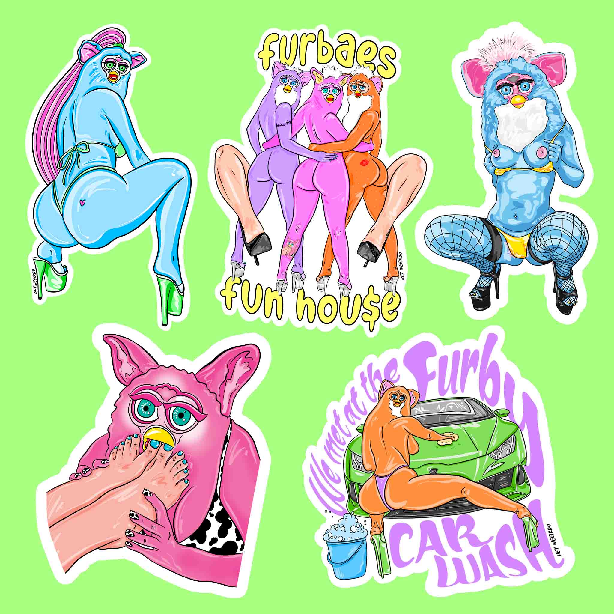 FRISKY FURBIES - sticker pack – Hey Weeirdo