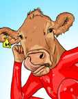 RED LATEX COW print
