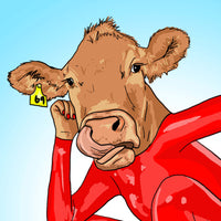 RED LATEX COW print